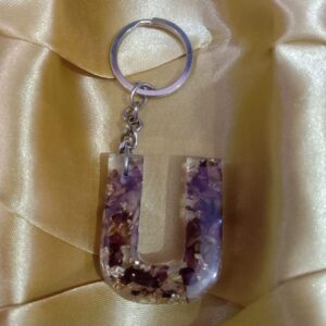 Handmade Letter Keychain (Black & Gold )