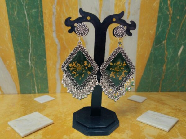 Handmade Diamond Earrings with Exquisite Handwork – Bold Green