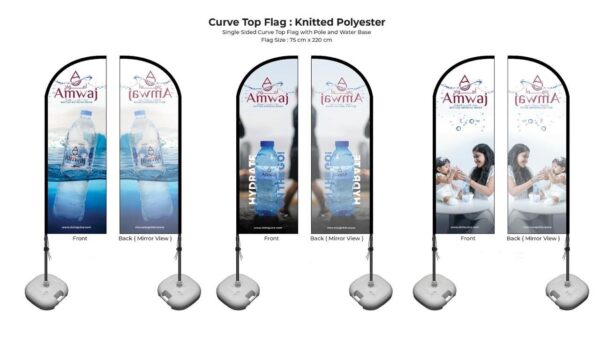 Customizable Curve Top Flag with Pole and Water Base